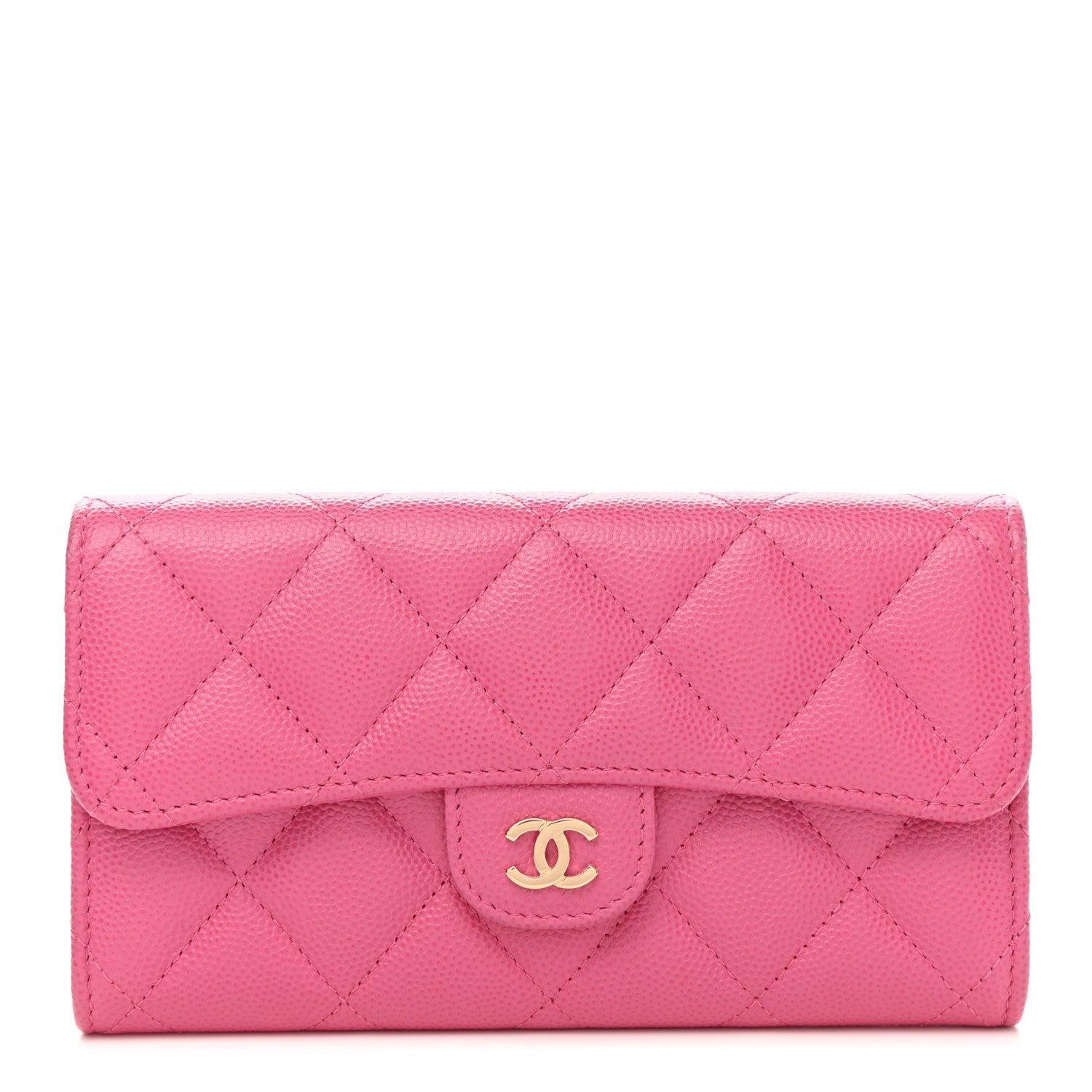 Chanel Caviar Quilted Medium Gusset Flap Wallet Pink 1 of 8