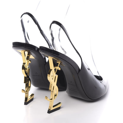 Saint Laurent Patent Opyum 110 Slingback Pumps 41 Black Gold 4 of 9