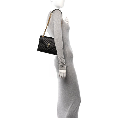 Saint Laurent Grain De Poudre Textured Mixed Matelasse Triquilt Medium Monogram Satchel Black 2 of 10