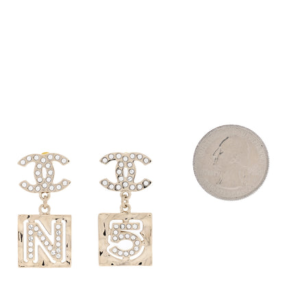Chanel Crystal CC No 5 Drop Earrings Gold 6 of 10