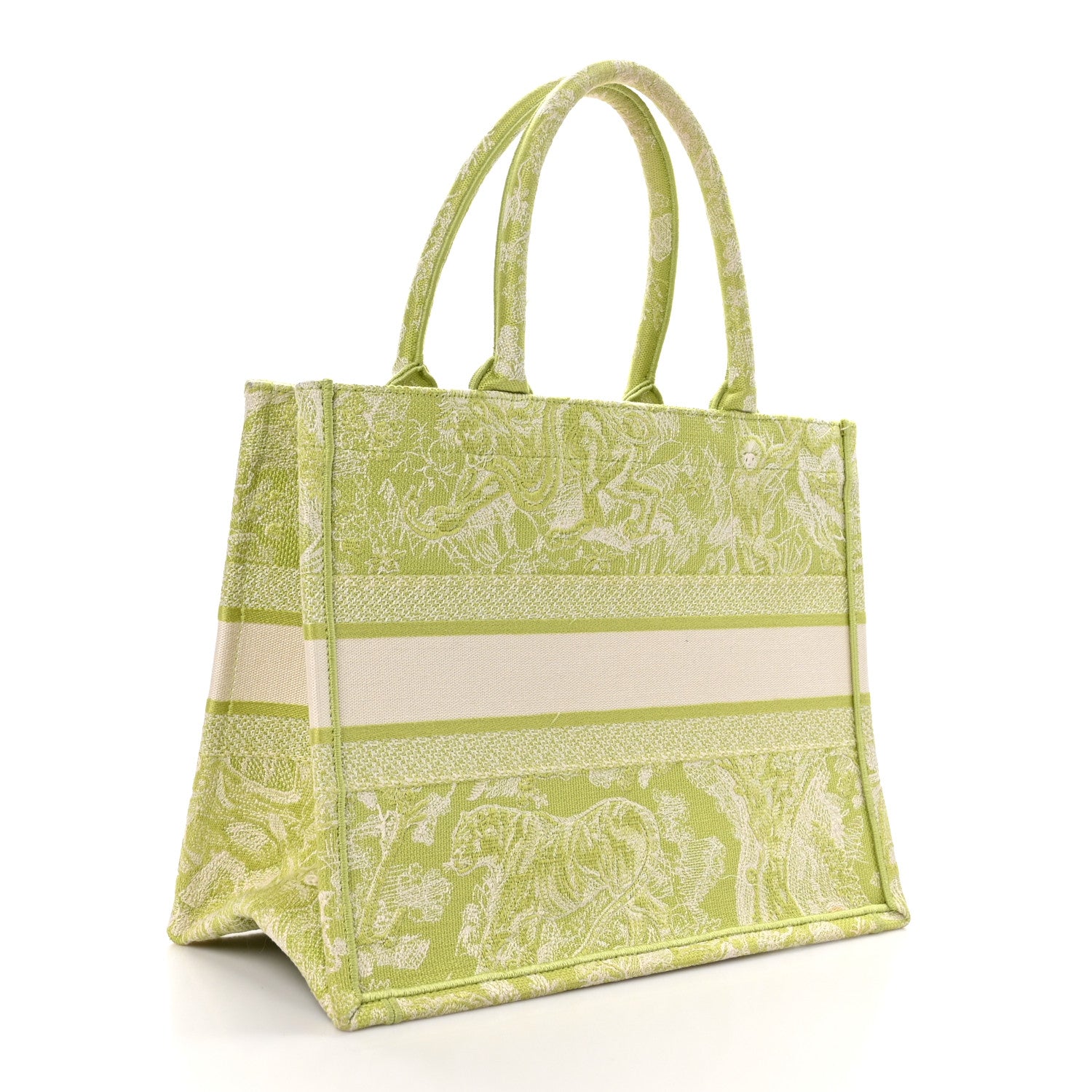 Christian Dior Canvas Embroidered Medium Dioriviera Toile De Jouy Book Tote D-Lite Green 3 of 12