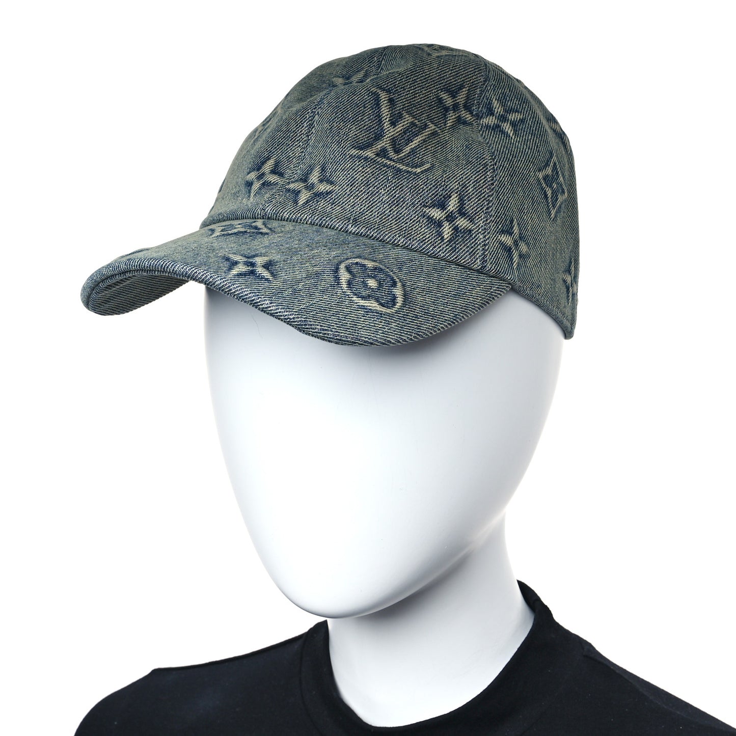 Monogram Washed Denim Cap M Blue