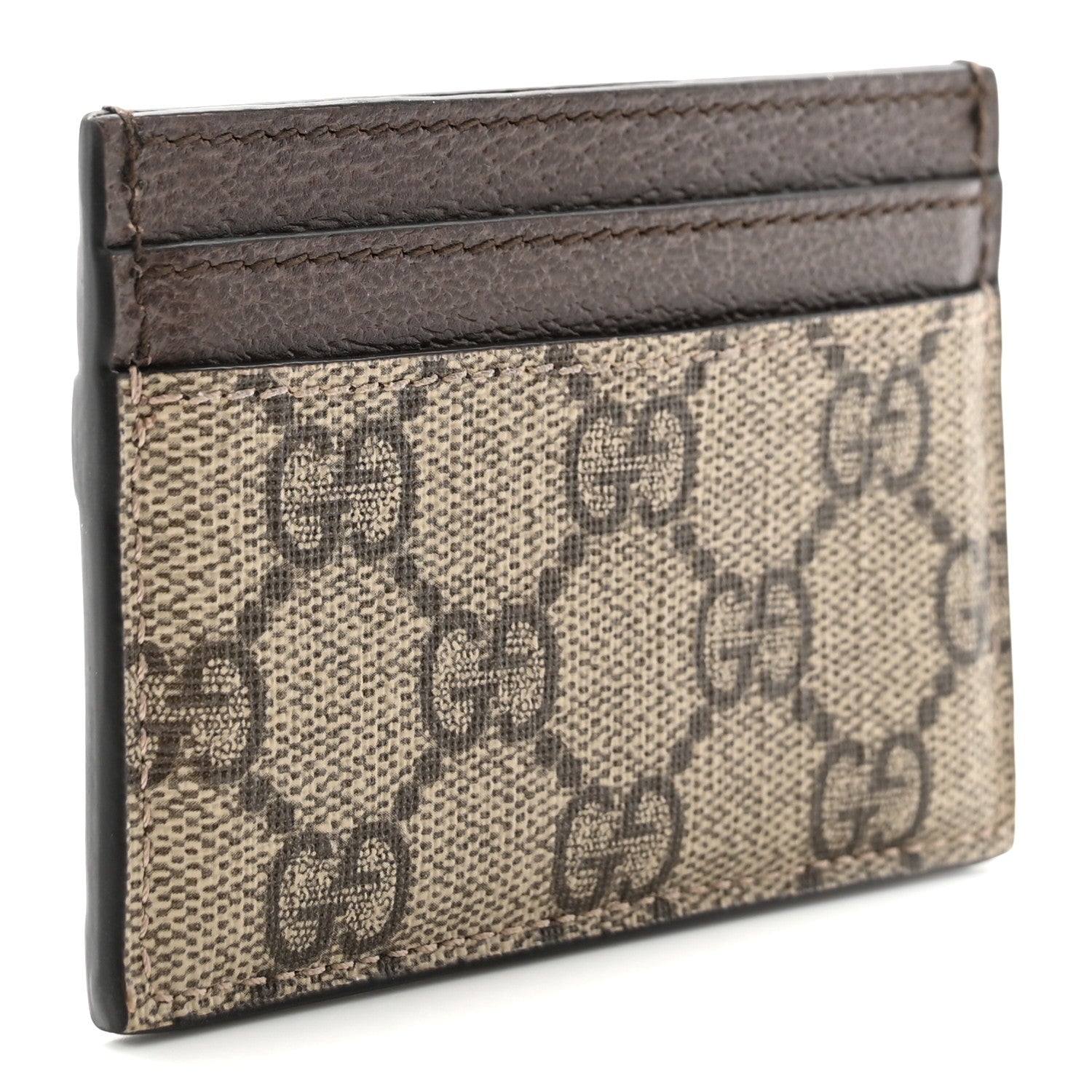 Gucci GG Supreme Monogram Textured Dollar Calfskin Ophidia Card Holder Beige Ebony New Acero 3 of 6