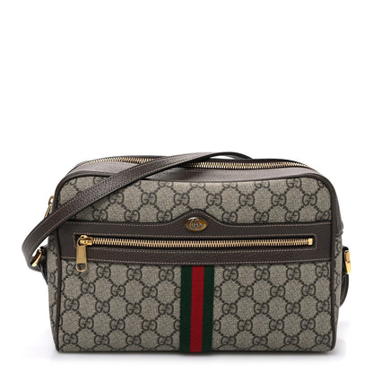 Gucci GG Supreme Monogram Web Small Ophidia Shoulder Bag Brown 1 of 10