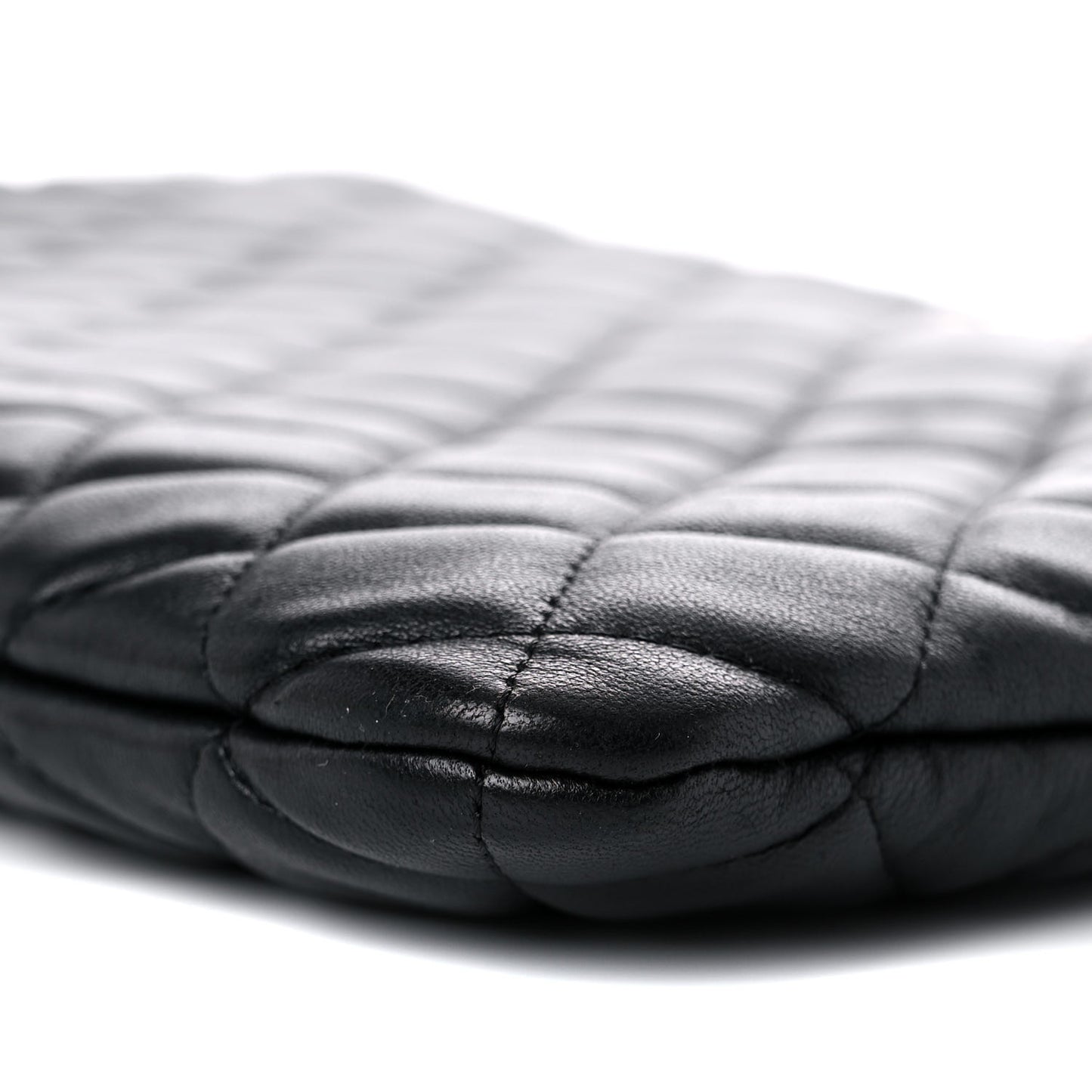 Lambskin Quilted Large Cosmetic Case Black