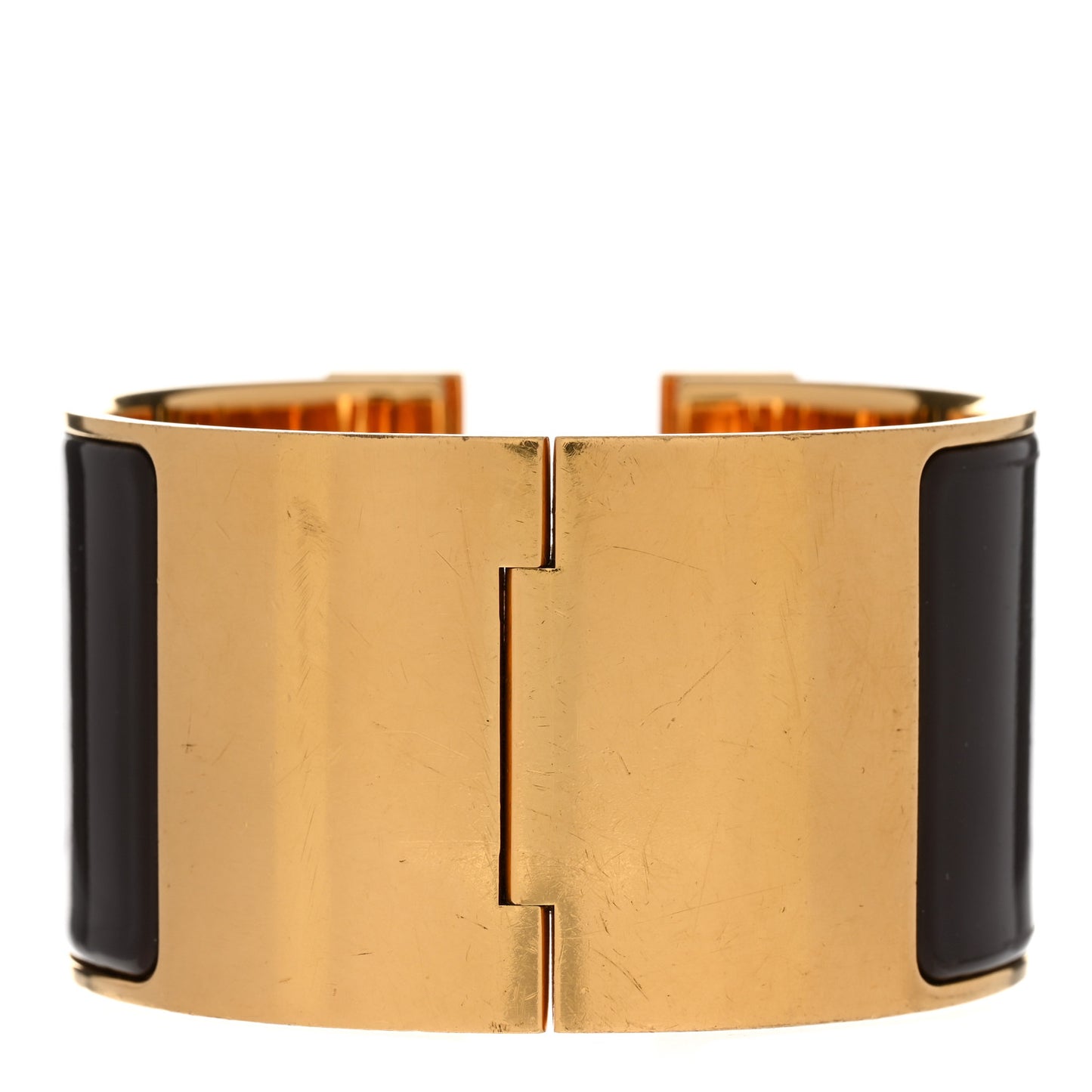Enamel Extra Wide Clic Clac H Bracelet GM Dark Brown