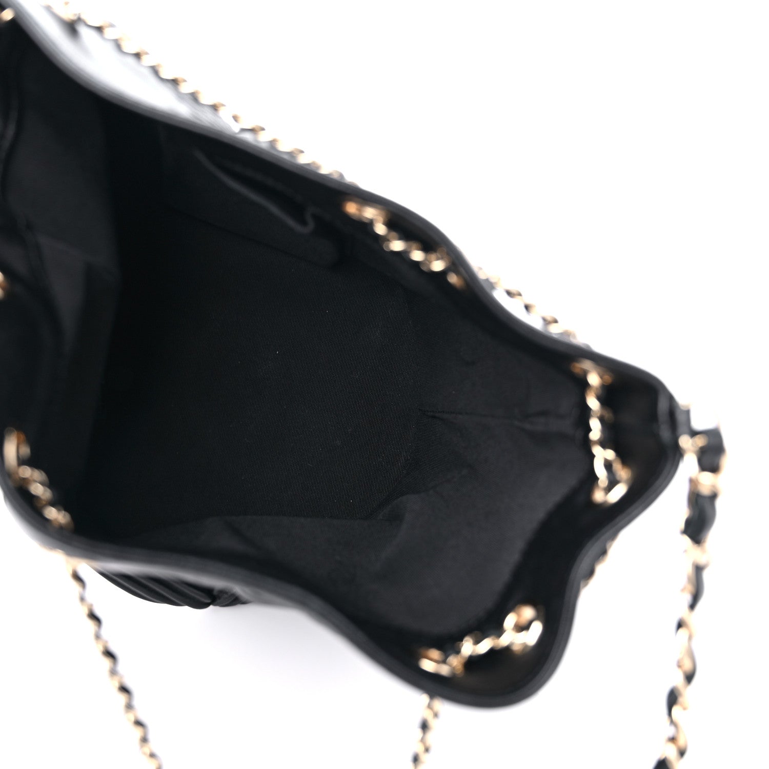 Chanel Lambskin Chevron Drawstring Bag Black 5 of 13