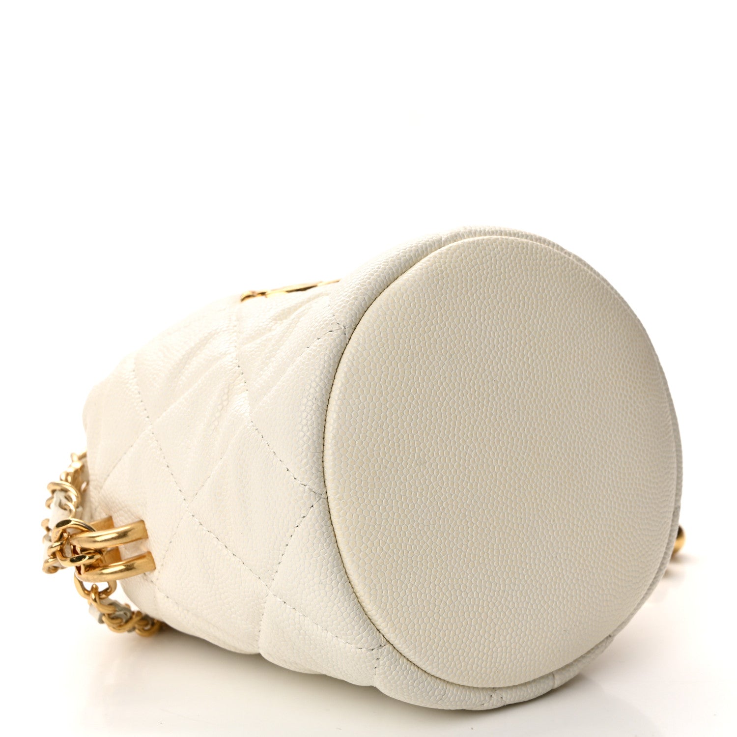 Chanel Caviar Quilted Coco First Bucket Clutch With Chain White 4 of 10