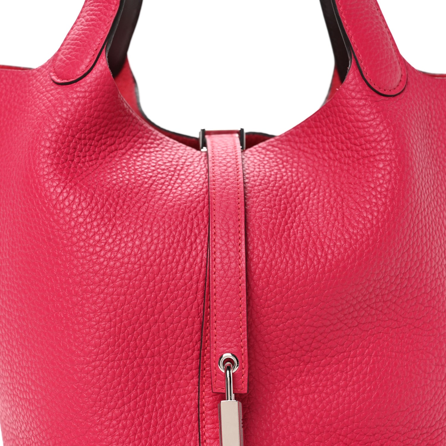 Hermes Taurillon Clemence Swift Eclat Picotin Lock 22 MM Framboise Rouge Sellier 8 of 12