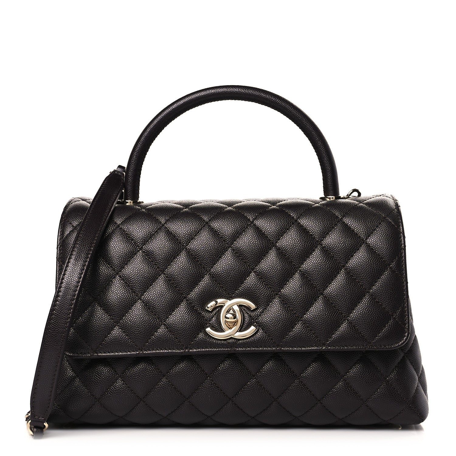 Chanel Caviar Quilted Small Coco Handle Flap Dark Brown 1 of 9