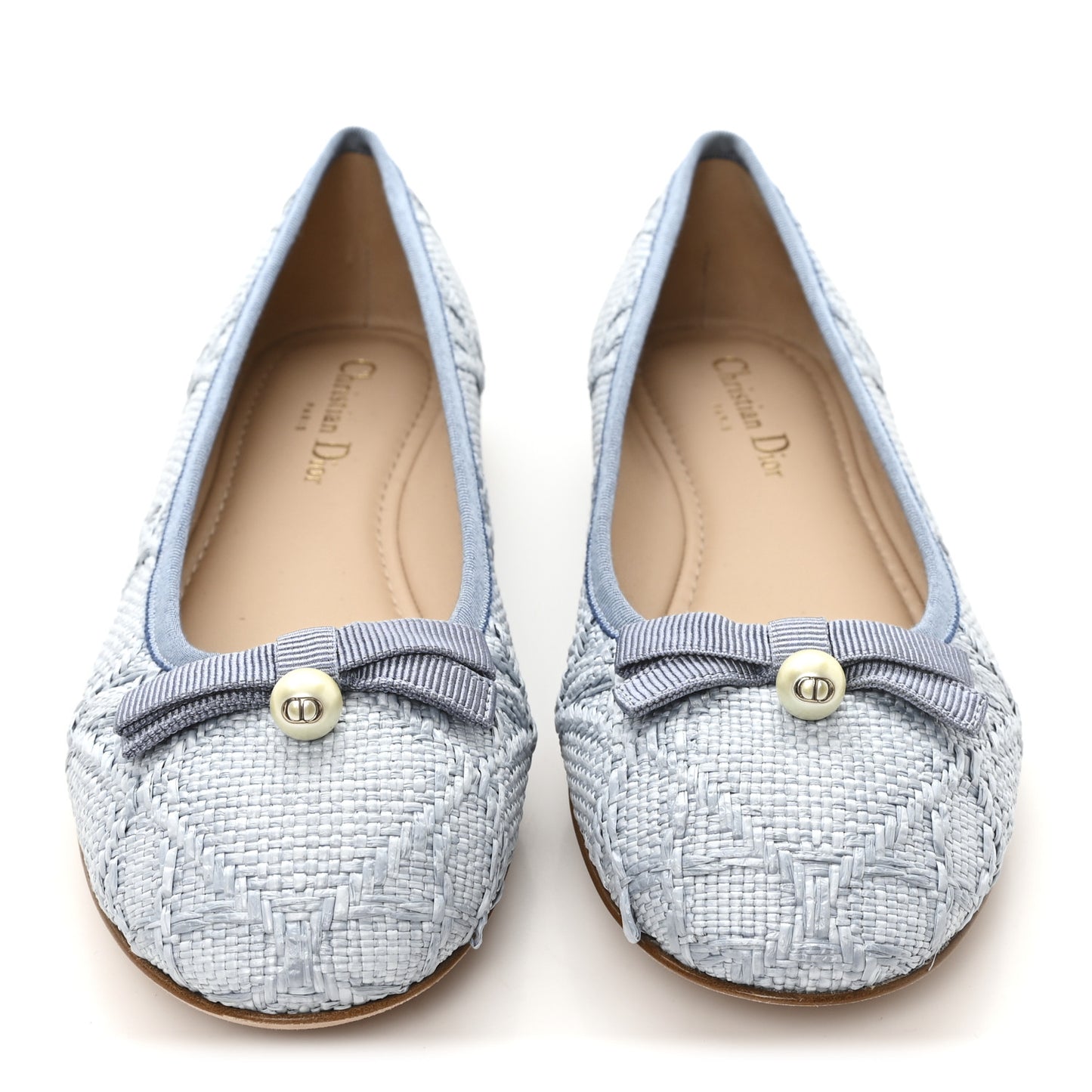 Raffia Cannage Ballet Flat 39.5 Bleu Pastel