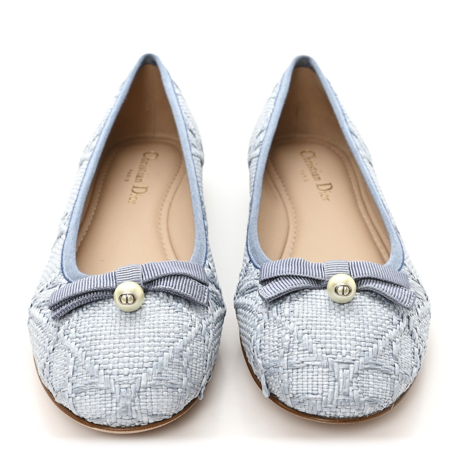 Christian Dior Raffia Cannage Ballet Flat 39.5 Bleu Pastel 3 of 9