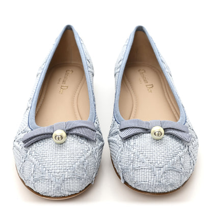 Christian Dior Raffia Cannage Ballet Flat 39.5 Bleu Pastel 3 of 9