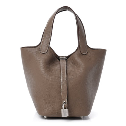 Hermes Taurillon Clemence Picotin Lock 18 PM Etoupe 1 of 11