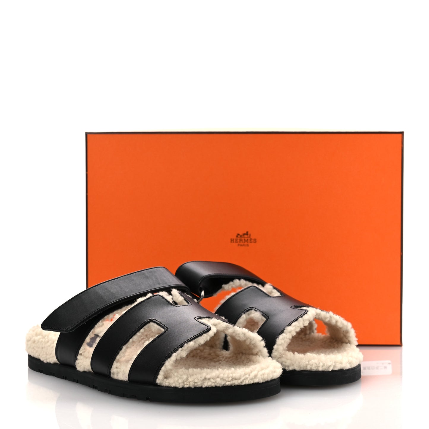 Calfskin Woolskin Womens Chypre Sandals 37.5 Black Ecru