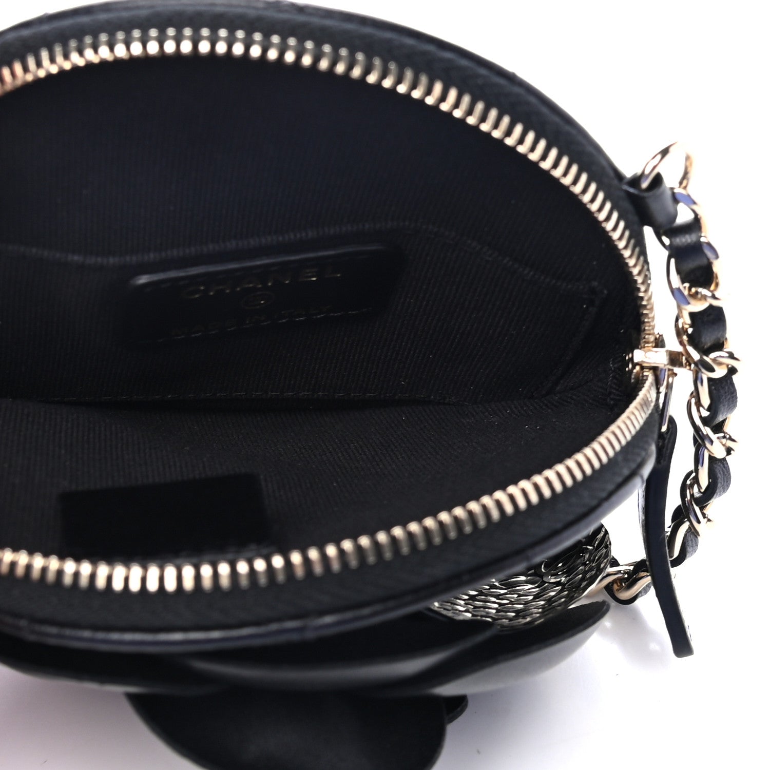 Chanel Lambskin Mini Camellia Bouquet Clutch With Chain Black 4 of 4