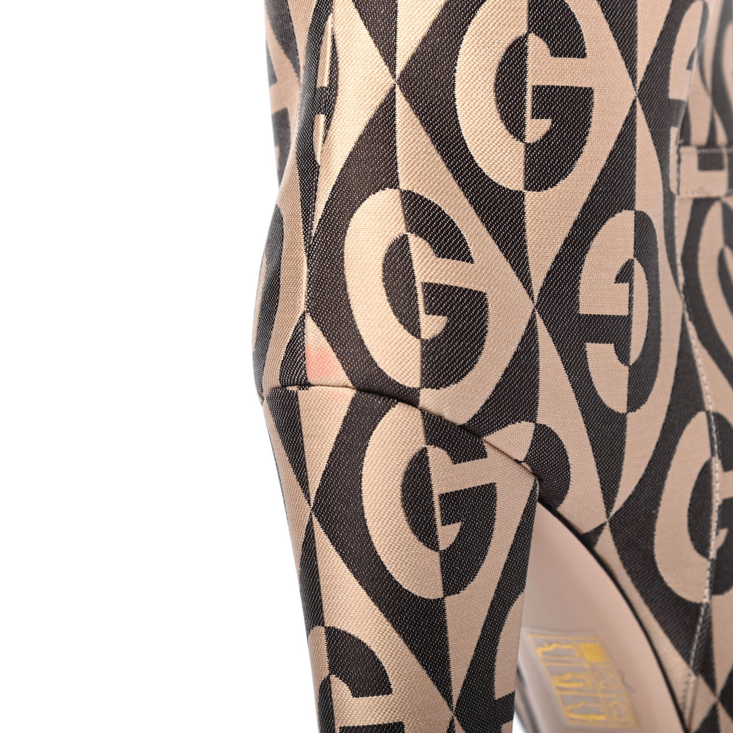 Fabric G Rhombus Print Platform Boots 37 Beige Cocoa