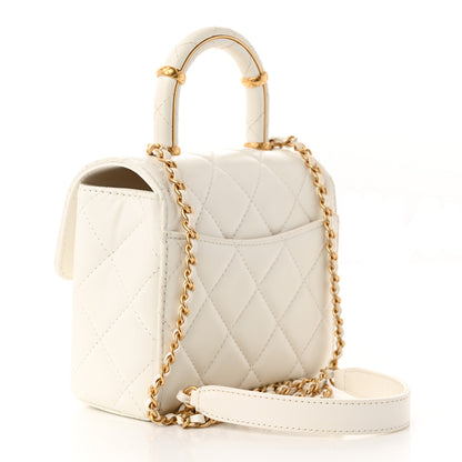 Chanel Lambskin Handle Crush Top Handle Flap Bag White 3 of 11