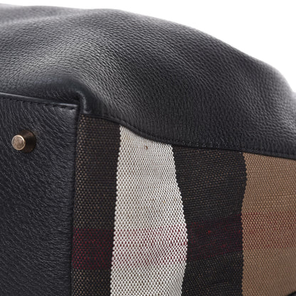 Burberry Grainy Calfskin House Check Medium Maidstone Black 9 of 9