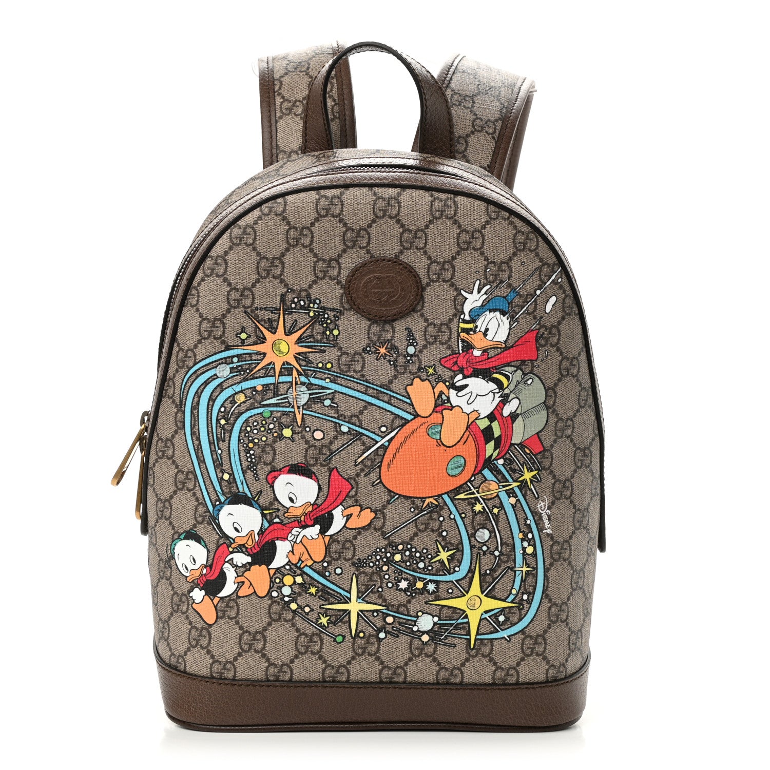 Gucci X DISNEY GG Supreme Monogram Donald Duck Small Interlocking G Dome Backpack Beige Multicolor New Acero 1 of 10