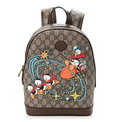 Gucci X DISNEY GG Supreme Monogram Donald Duck Small Interlocking G Dome Backpack Beige Multicolor New Acero 1 of 10
