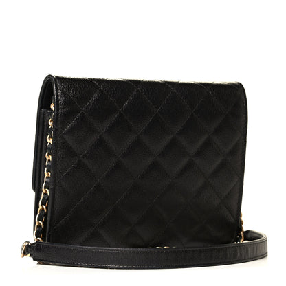 Chanel Letter Calfskin Embossed Quilted Square Wallet On Chain WOC Black 2 of 5