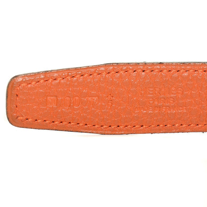 Hermes Box Togo Reversible Polished 18mm H Belt Noir Orange 13 of 14