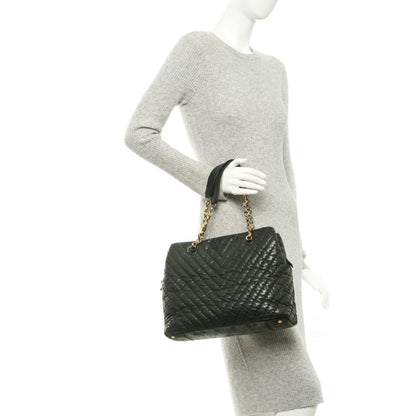 Chanel Iridescent Calfskin Surpique Chevron Tote Black 2 of 7