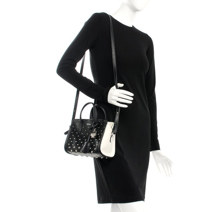 Alexander McQueen Calfskin Studded Small Padlock Tote Black White 2 of 9