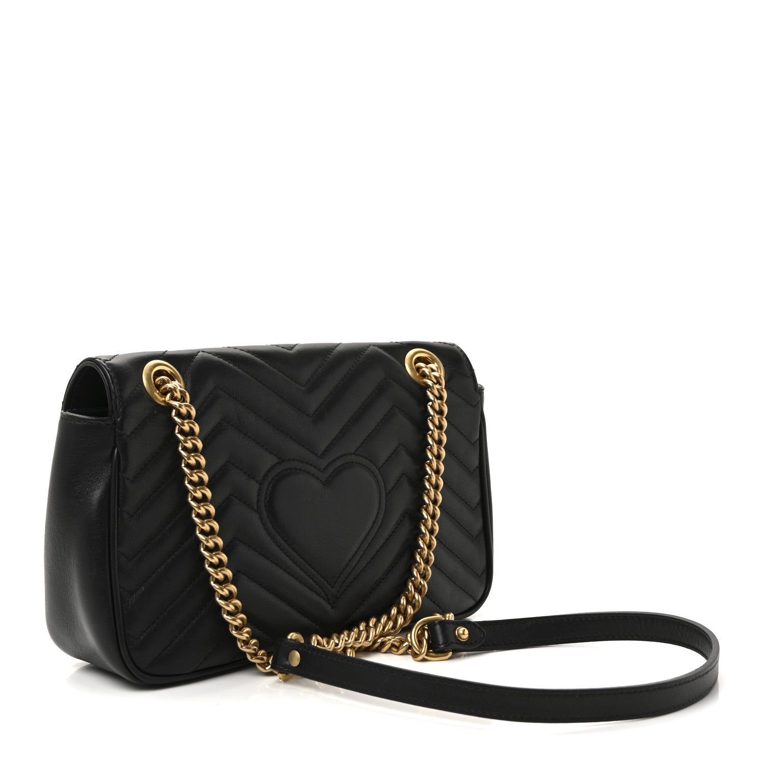 Gucci Calfskin Matelasse Small GG Marmont Shoulder Bag Black 3 of 10