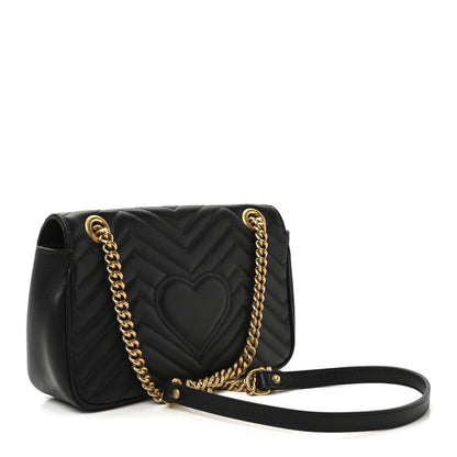 Gucci Calfskin Matelasse Small GG Marmont Shoulder Bag Black 3 of 10