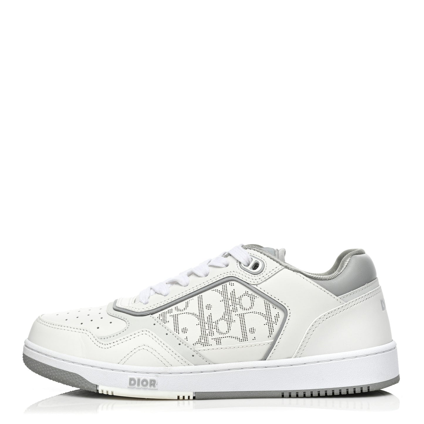 Smooth Calfskin Oblique Galaxy Perforated Mens B27 Low Top Sneakers 39 White Grey