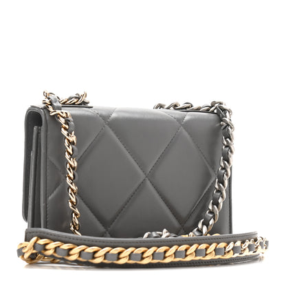Chanel Lambskin Quilted Chanel 19 Wallet On Chain WOC Dark Grey 3 of 12
