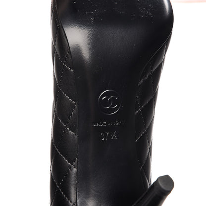 Chanel Calfskin Quilted Cap Toe Camellia Pumps 37.5 Black 5 of 8