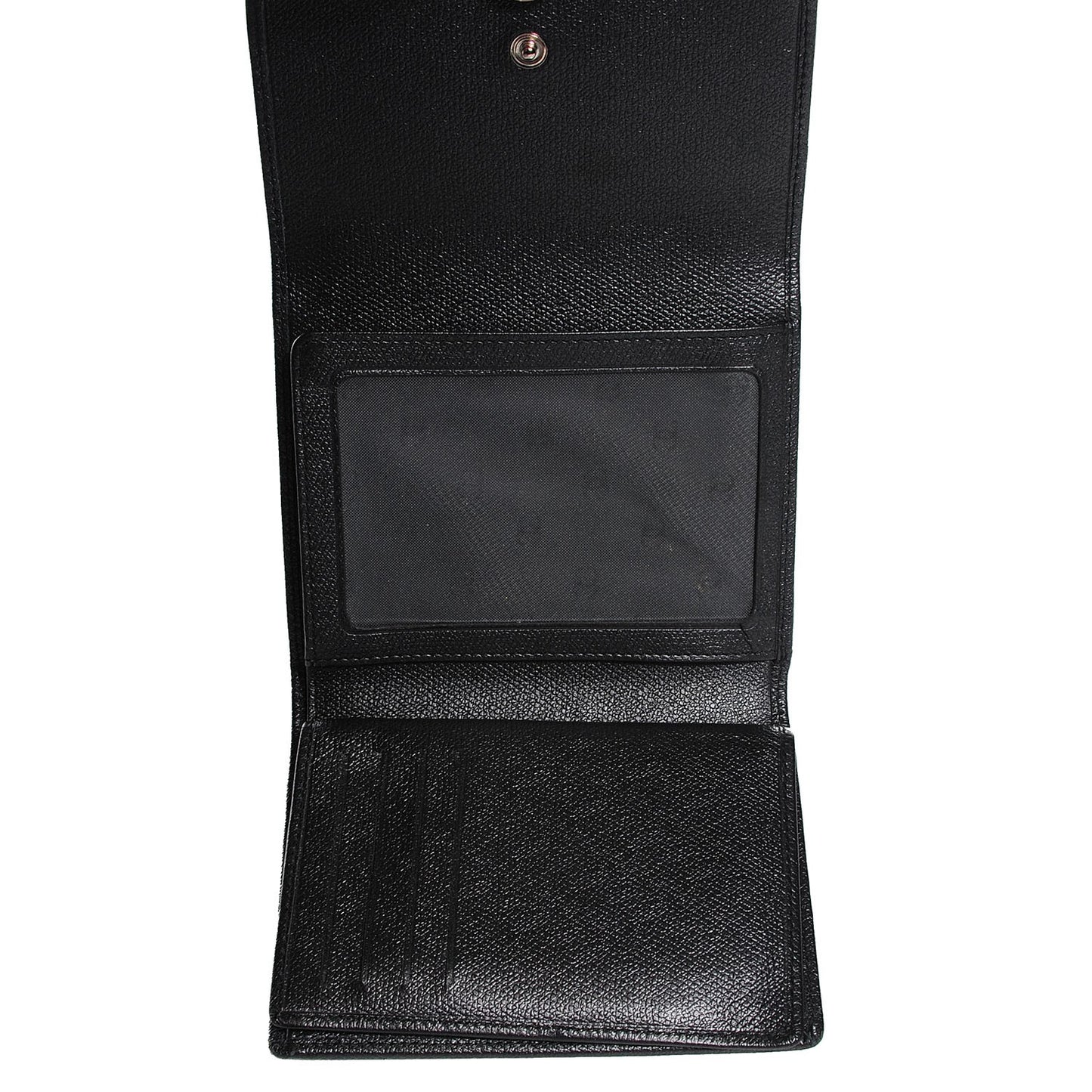 Grained Calfskin CC Button Flap Wallet Black