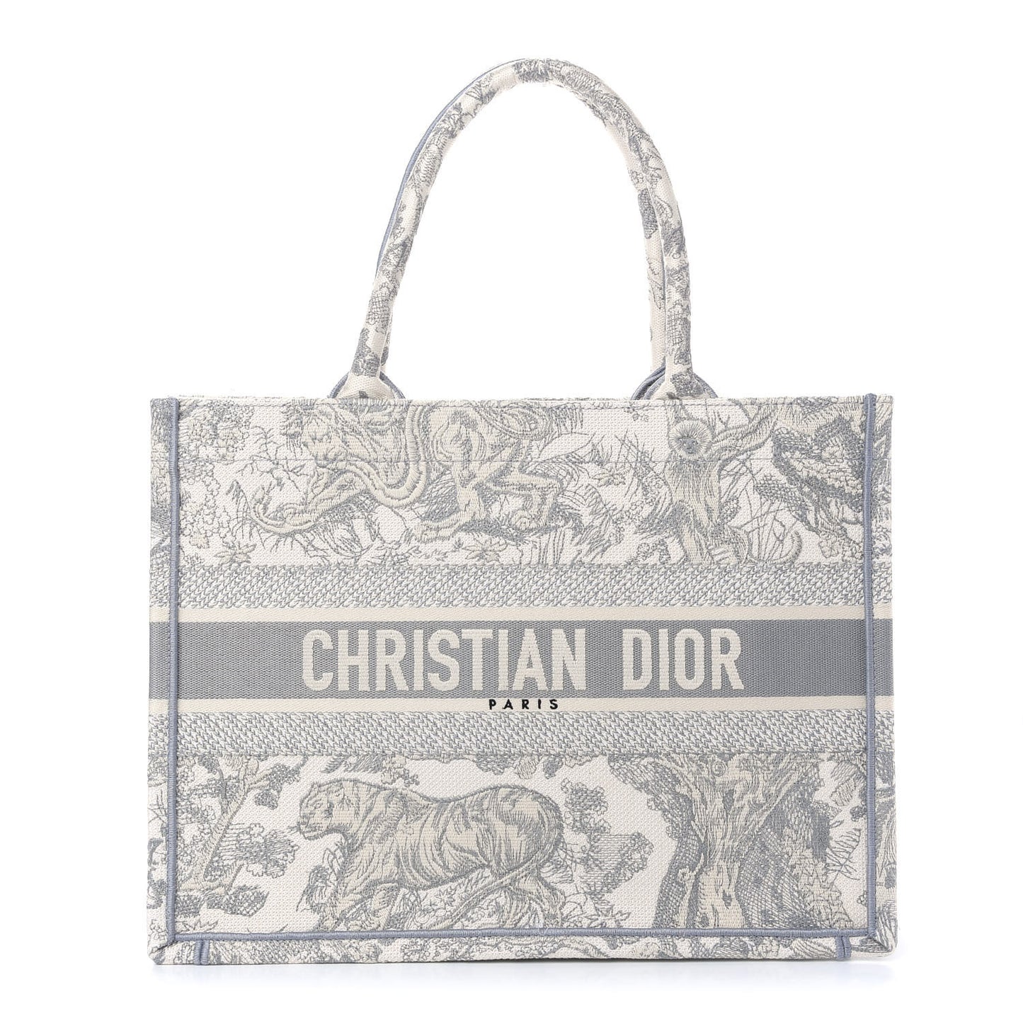 Canvas Embroidered Medium Dioriviera Toile De Jouy Book Tote Gray
