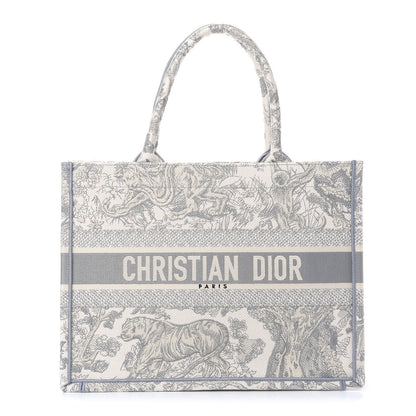 Christian Dior Canvas Embroidered Medium Dioriviera Toile De Jouy Book Tote Gray 1 of 12