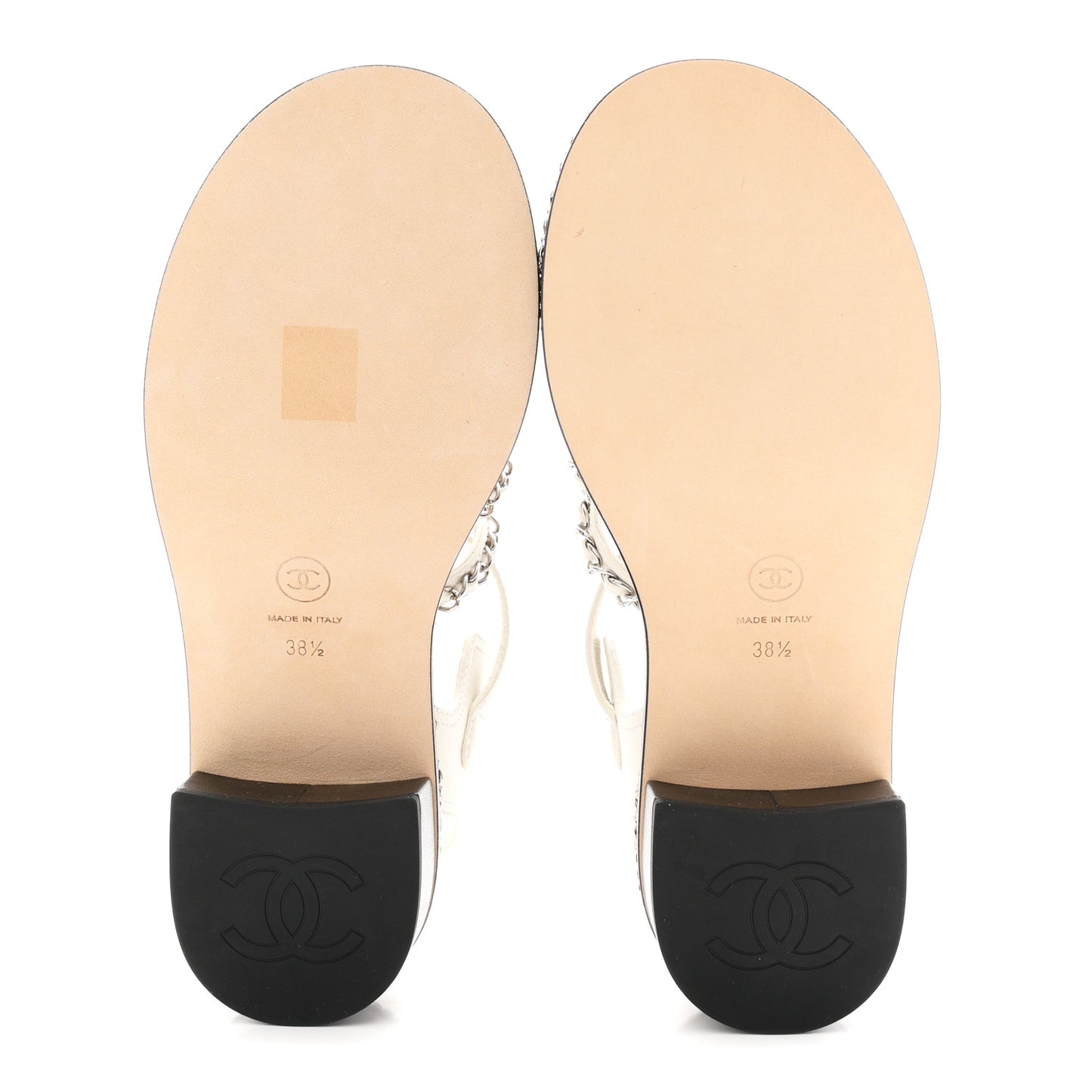 Lambskin Chain Cork Sandals 38.5 White