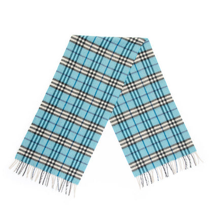Burberry Cashmere Nova Check Fringe Scarf Blue 3 of 6