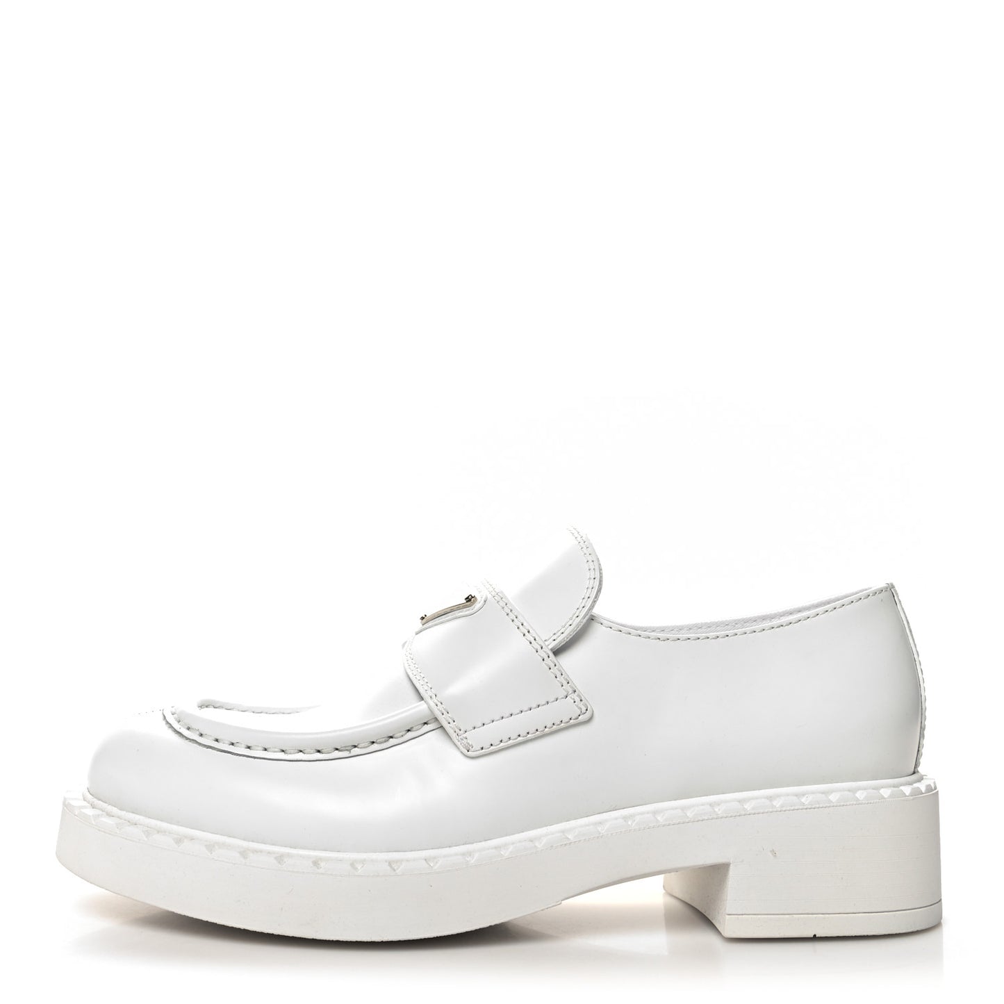 Spazzolato Metal Triangle Logo 50mm Loafers 39.5 White