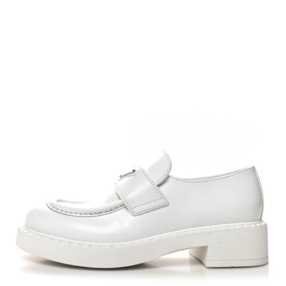 Prada Spazzolato Metal Triangle Logo 50mm Loafers 39.5 White 1 of 10