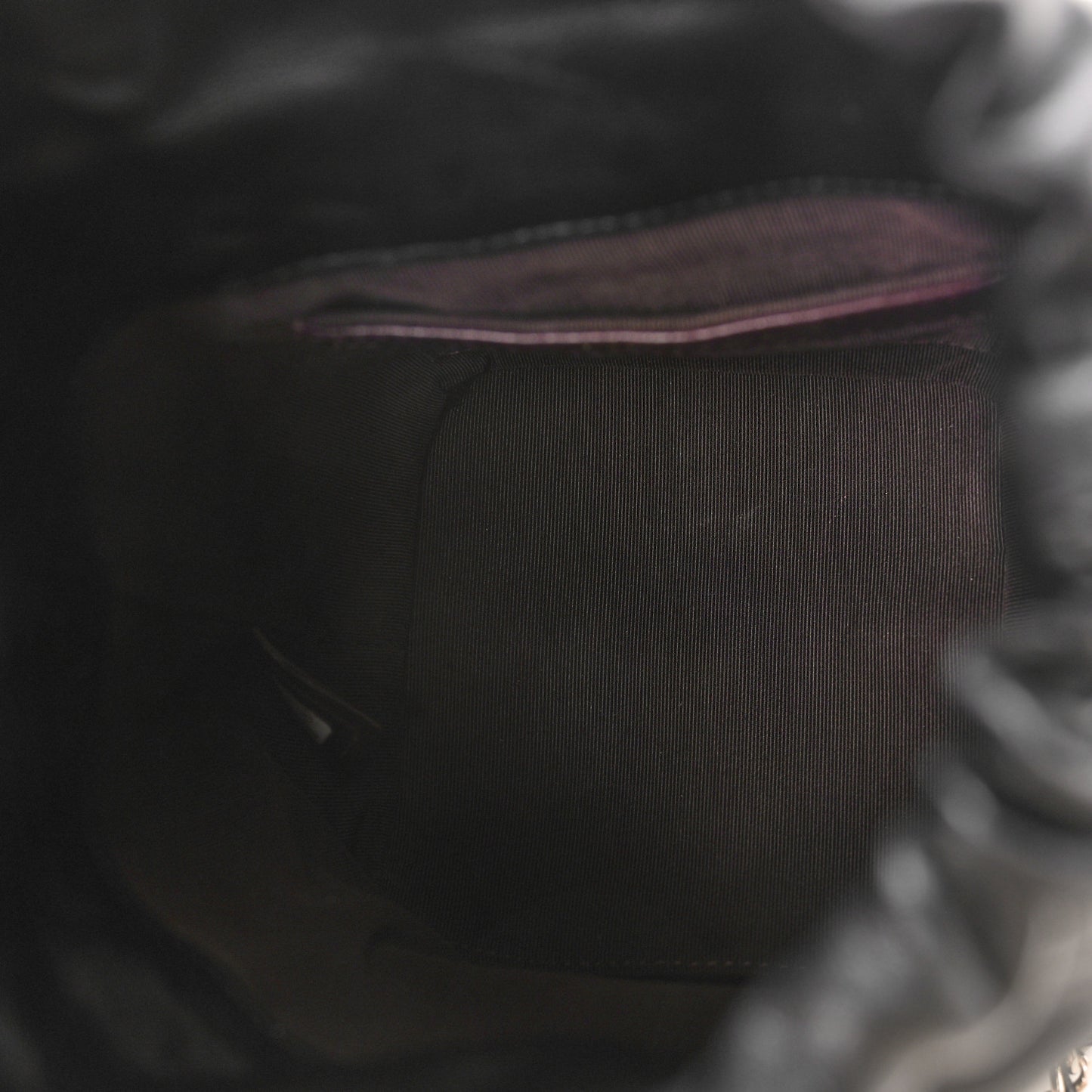 Lambskin Bucket Chain Drawstring Bag Black