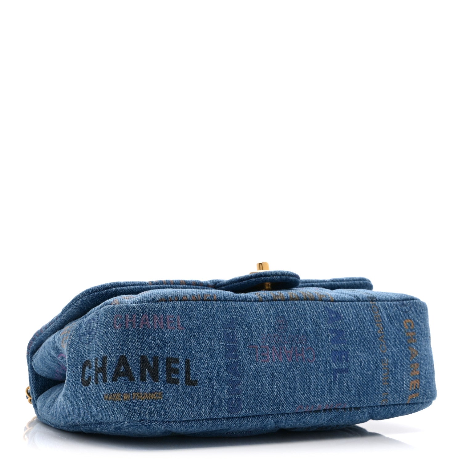 Chanel Denim Quilted Denim Large Mood Flap Blue Multicolor 4 of 10