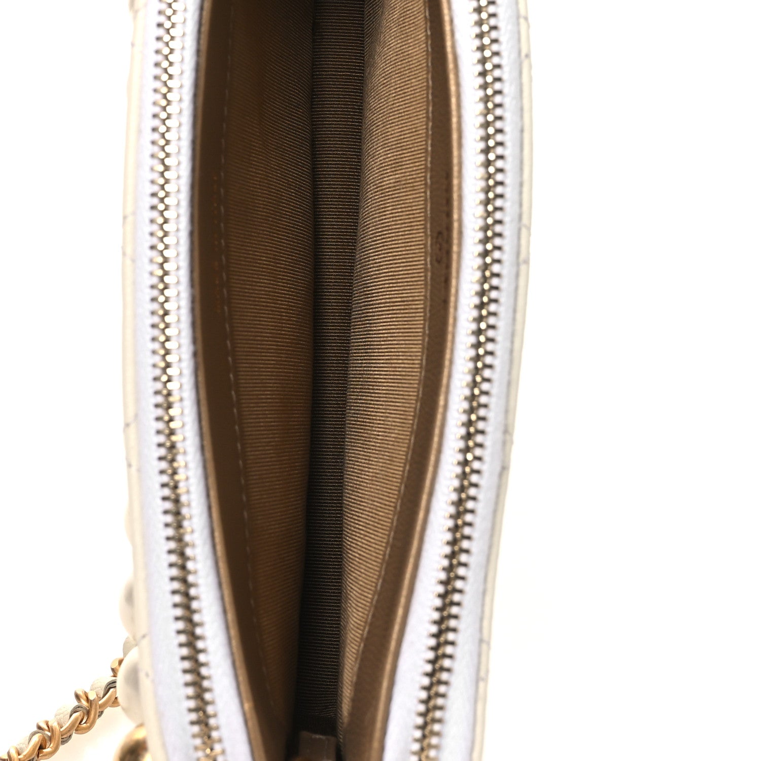Chanel Goatskin Stitched Small Chic Pearls Clutch With Chain  White 5 of 13