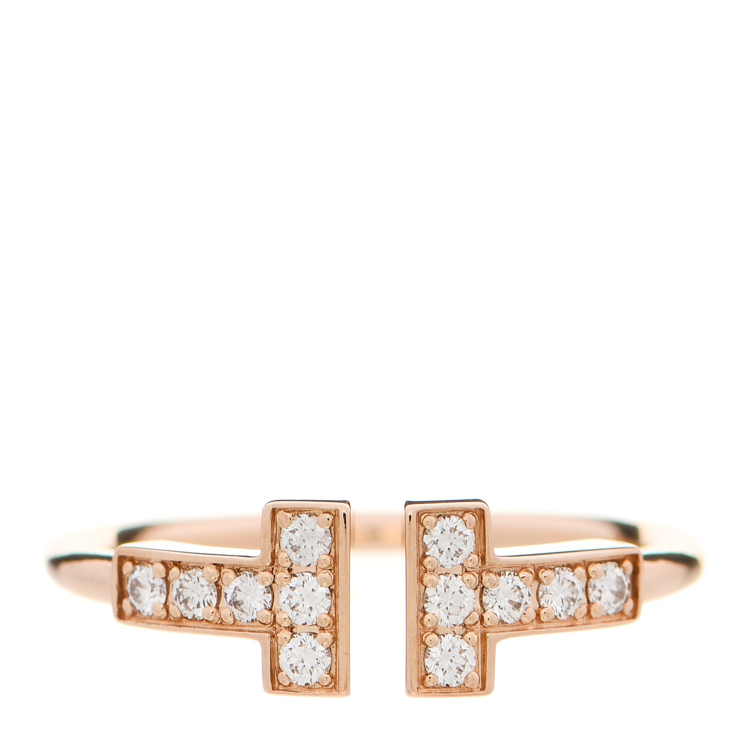 Tiffany 18K Rose Gold Diamond T Wire Ring 49 5 1 of 4