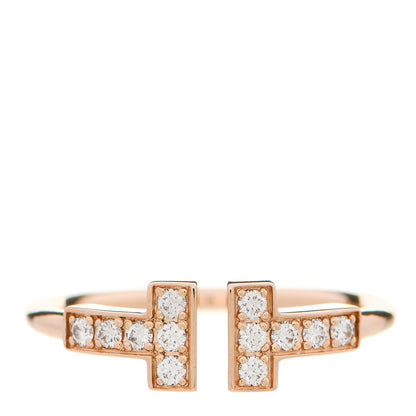 Tiffany 18K Rose Gold Diamond T Wire Ring 49 5 1 of 4