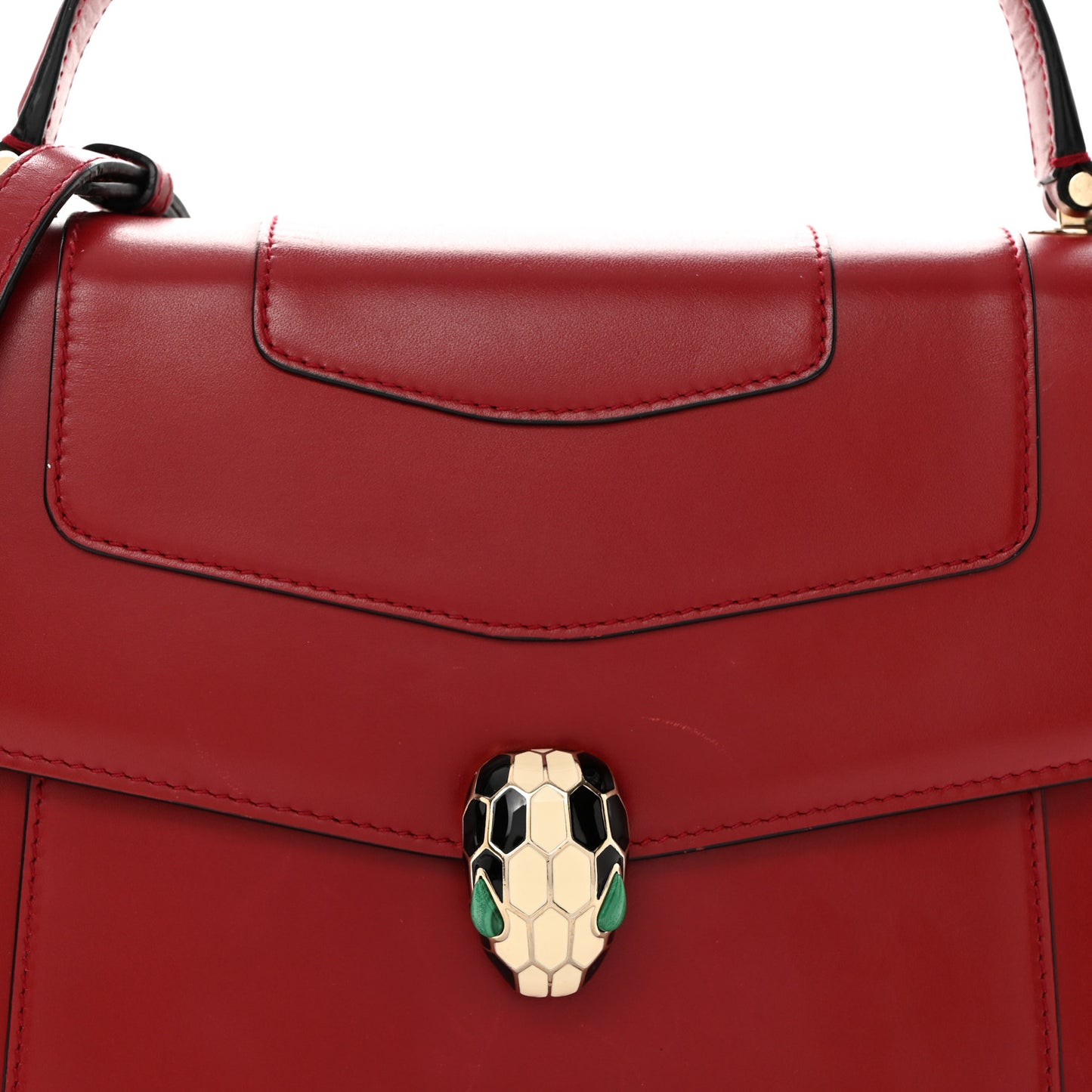 Calfskin Large Serpenti Forever Top Handle Red