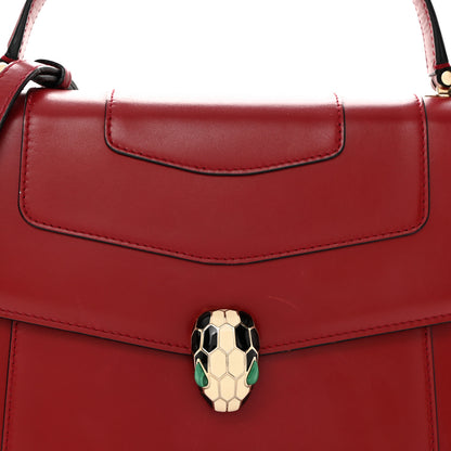 Bulgari Calfskin Large Serpenti Forever Top Handle Red 8 of 13