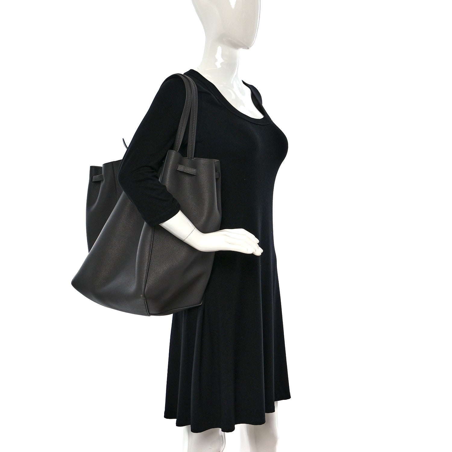 Celine Soft Grained Calfskin Belt Cabas Phantom Medium Grey 2 of 10