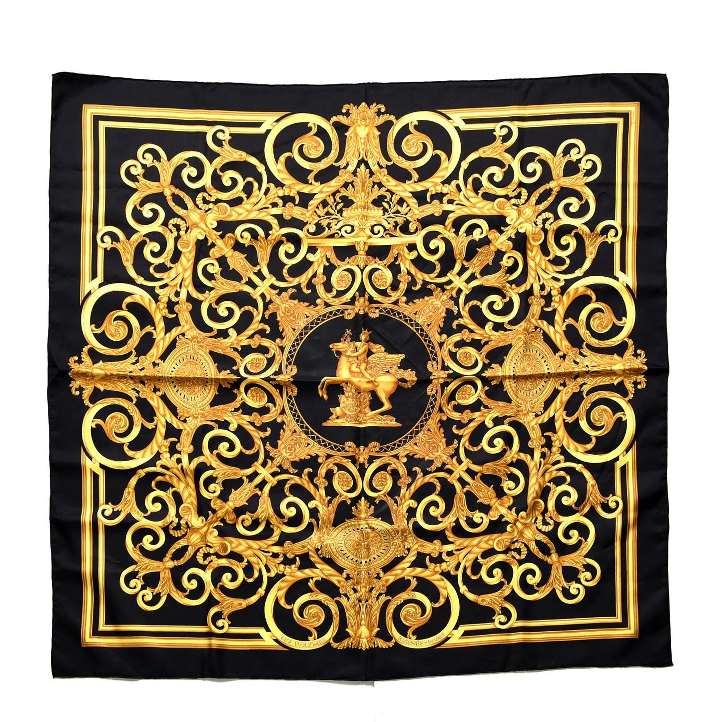 Silk Les Tuileries Scarf 90 Black
